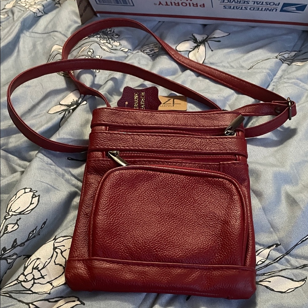 NWT Maze Burgundy LeatherSmall Crossbody 7 pocket Bag